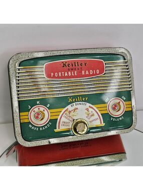 Vintage Keiller Sweet Portable Radio EMPTY Confectionery Tin Tuning Dial READ